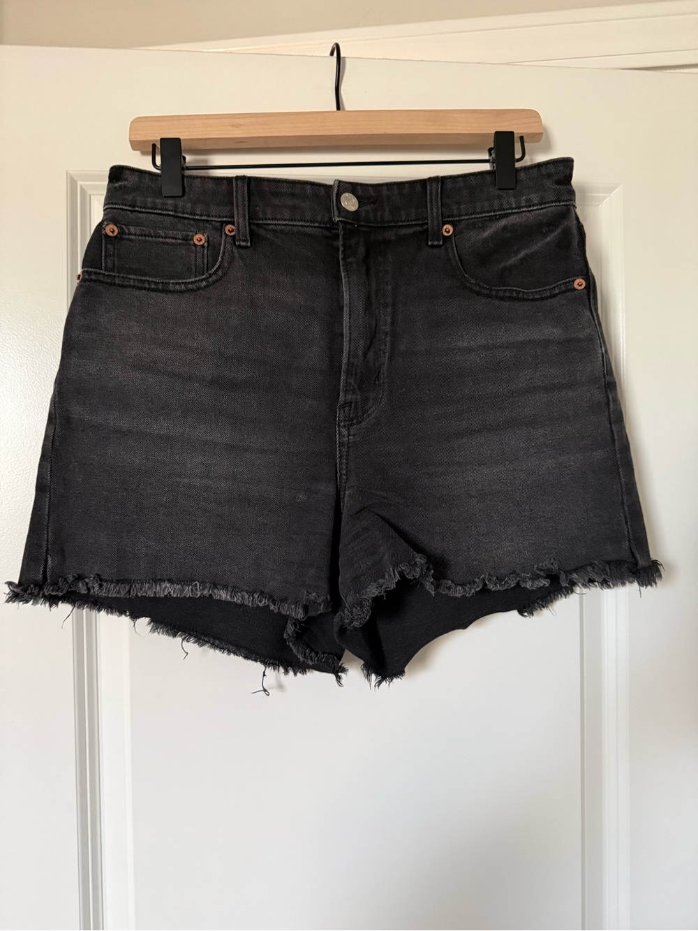 American Eagle Outfitters Black Frayed Hem Denim Shorts